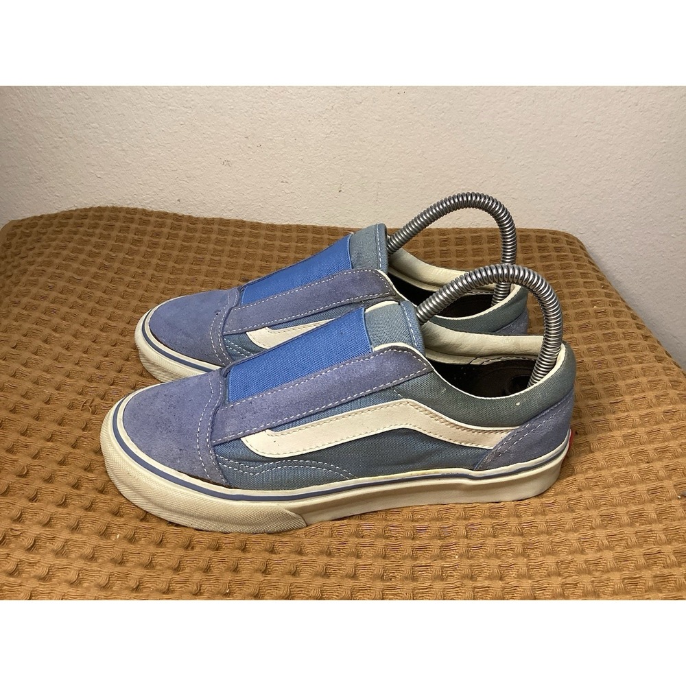 VTG Vans Vintage 90's Women's Size 7 Blue White Slip On Tone Blue Suede Y2k